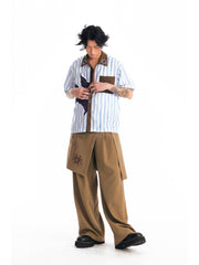 1997 POSTOFFICE Striped Panel Contrast Half Shirt