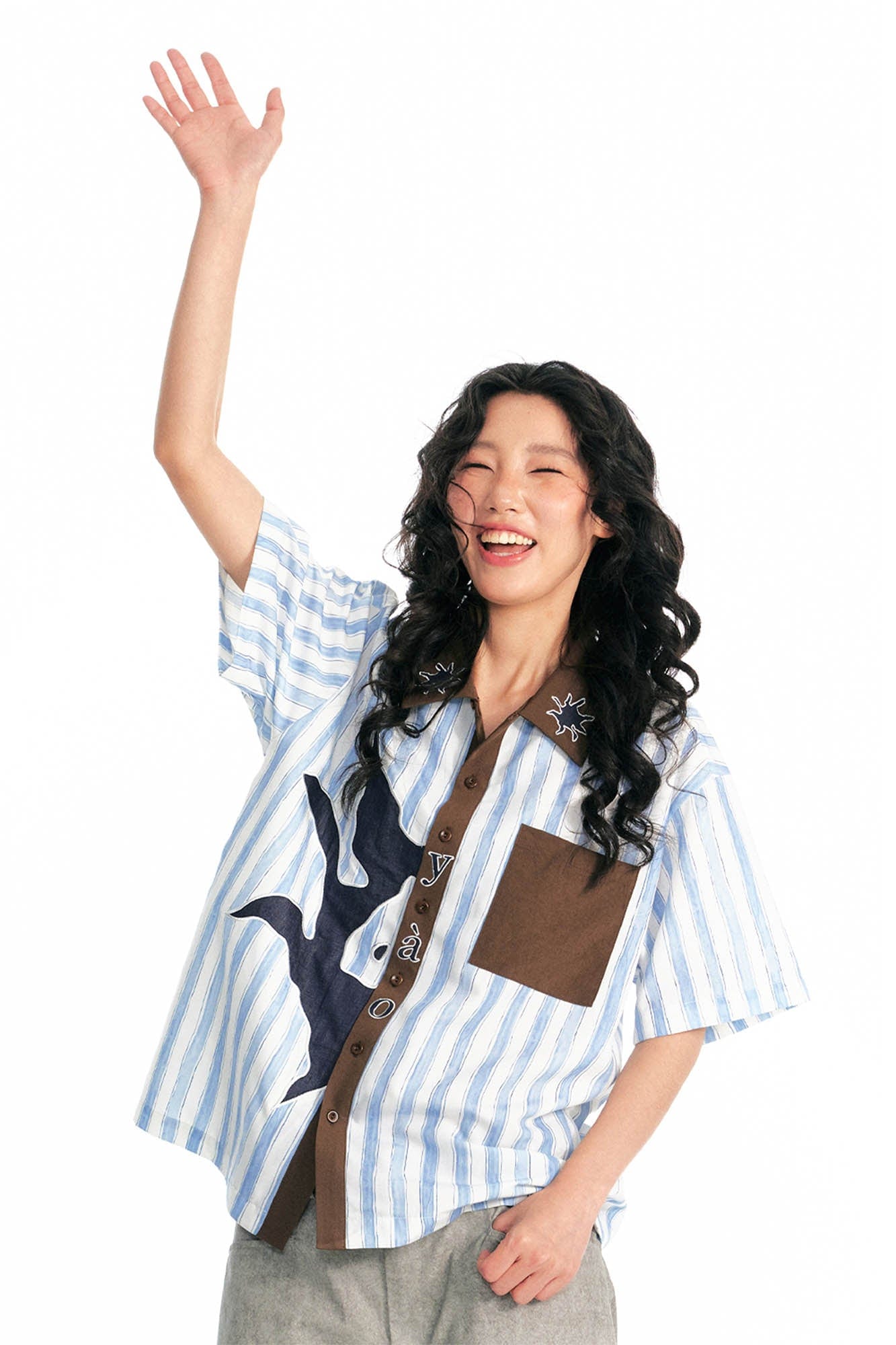 1997 POSTOFFICE Striped Panel Contrast Half Shirt