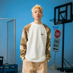 MAKEMORE Camo Raglan Waffle Long-Sleeve Tee