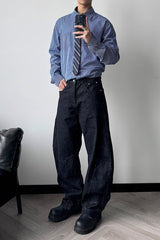 KREATE Reversed Panel Turquoise Rivet Jeans