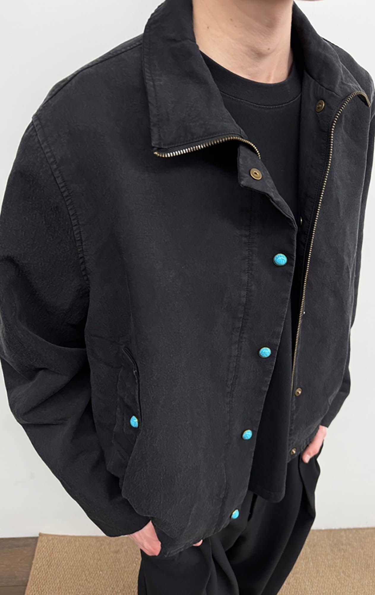 KREATE Gem Button Stand-Collar Wellington Jacket