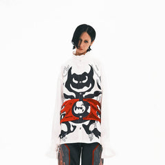 EMBRYO Demon Ruffle-Collar Buttoned LOGO Pleated Shirt