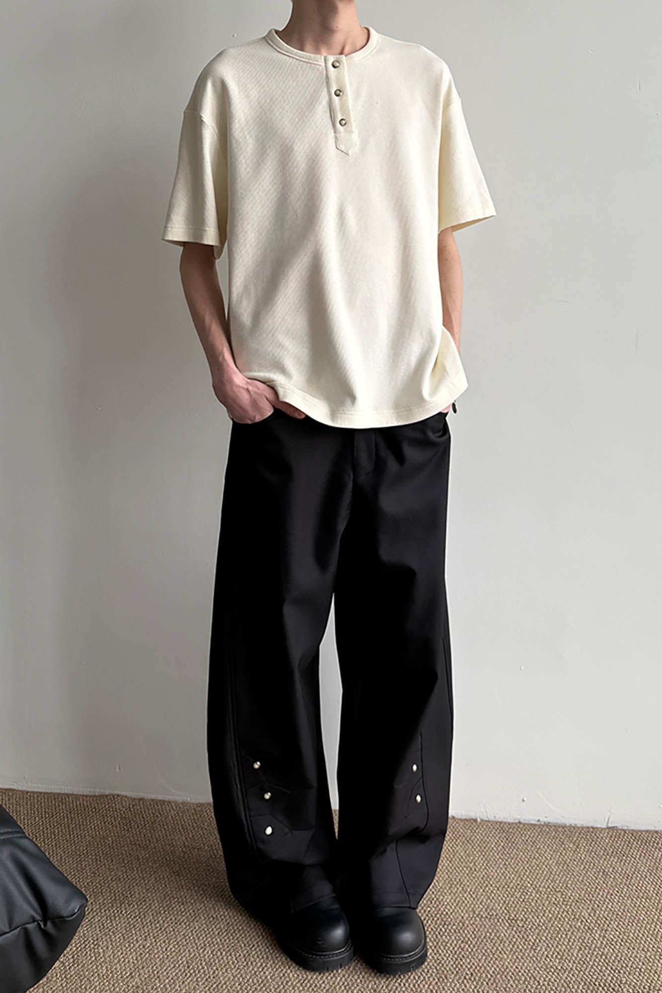 KREATE Petal Buttoned Wide-Leg Trousers
