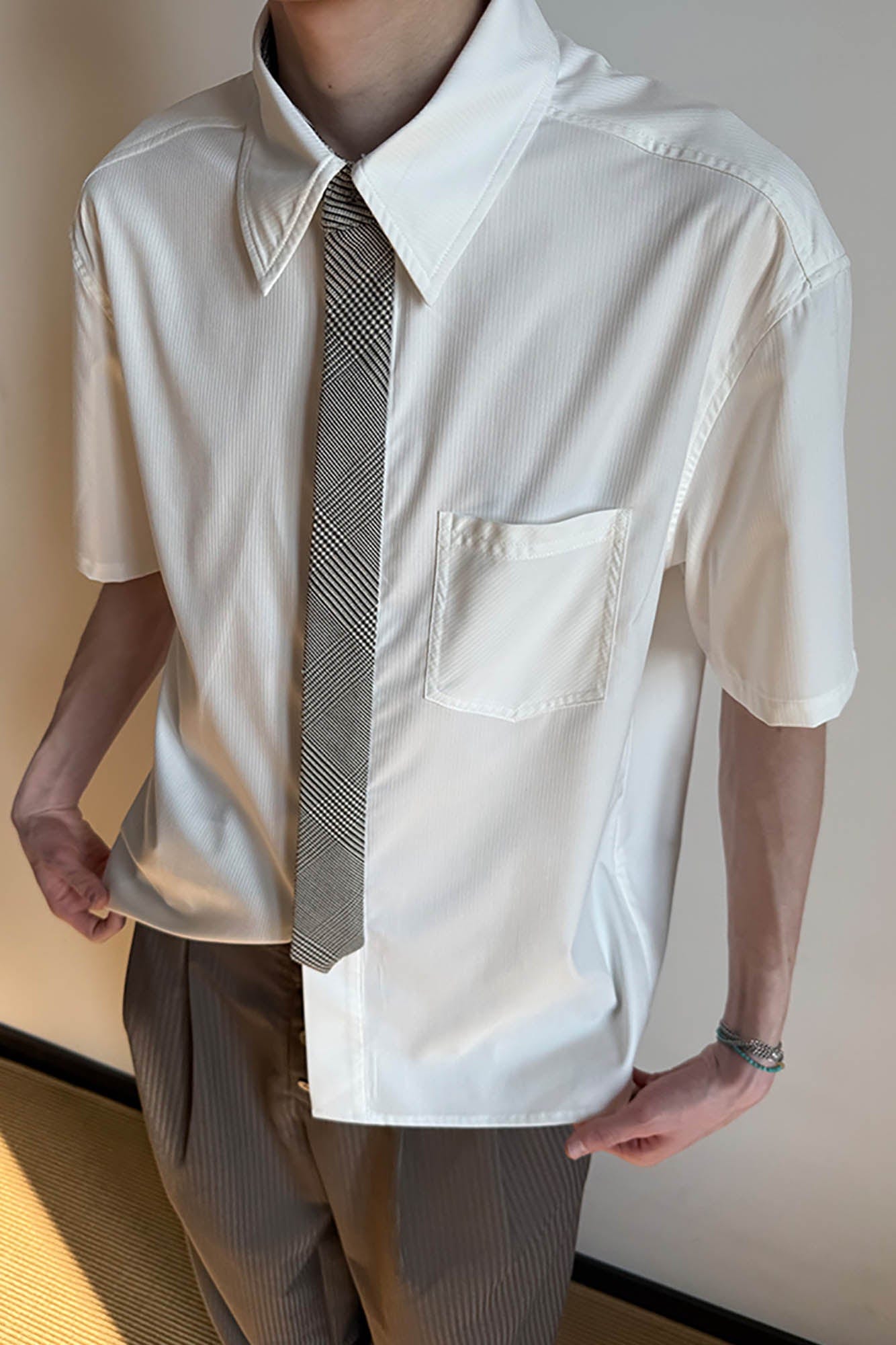 KREATE Preppy Half-Sleeve Shirt with Tie