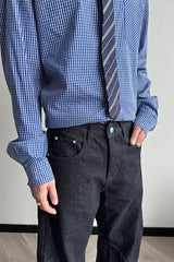 KREATE Reversed Panel Turquoise Rivet Jeans