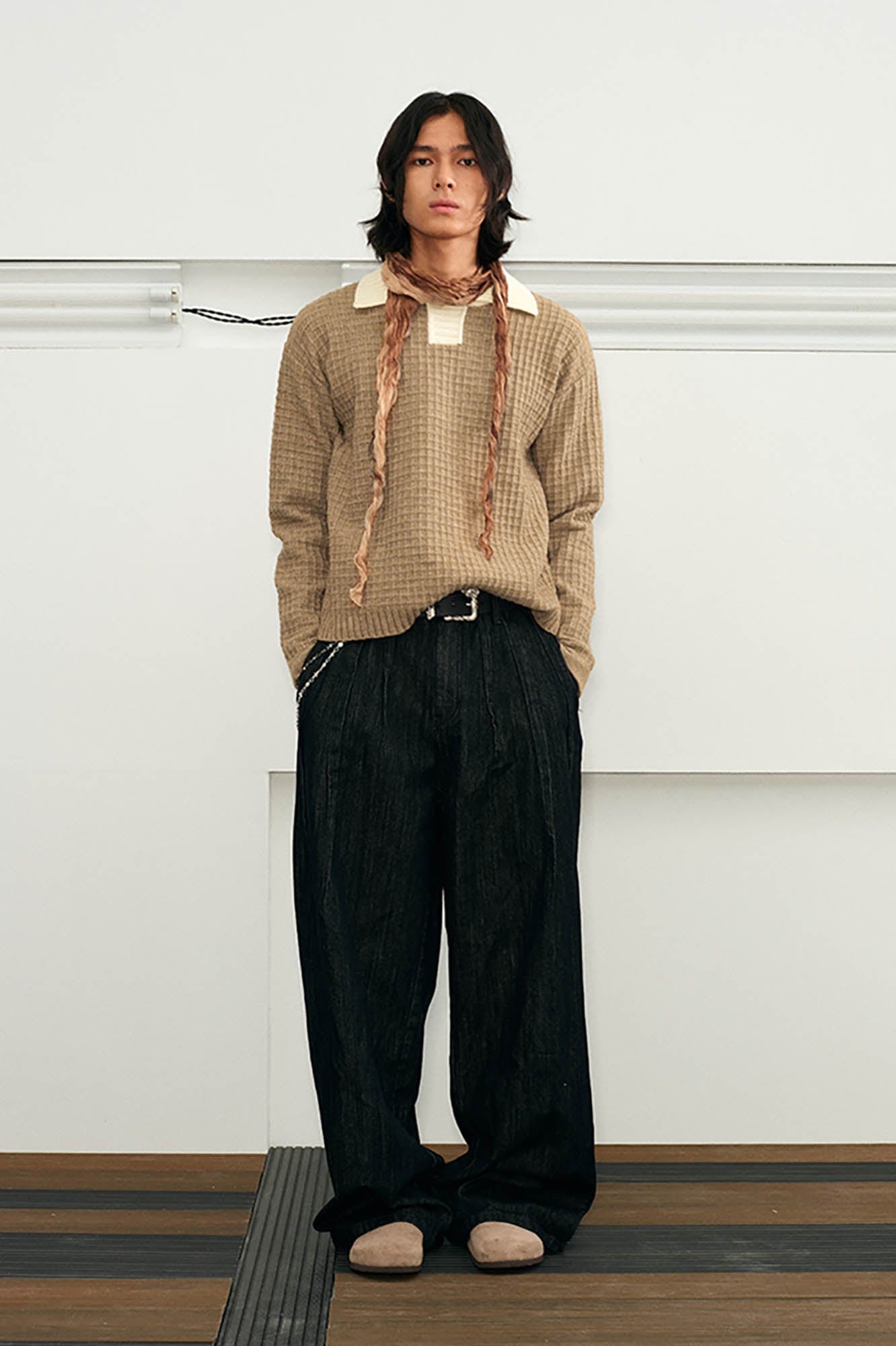KREATE Waffle Knit Polo Sweater