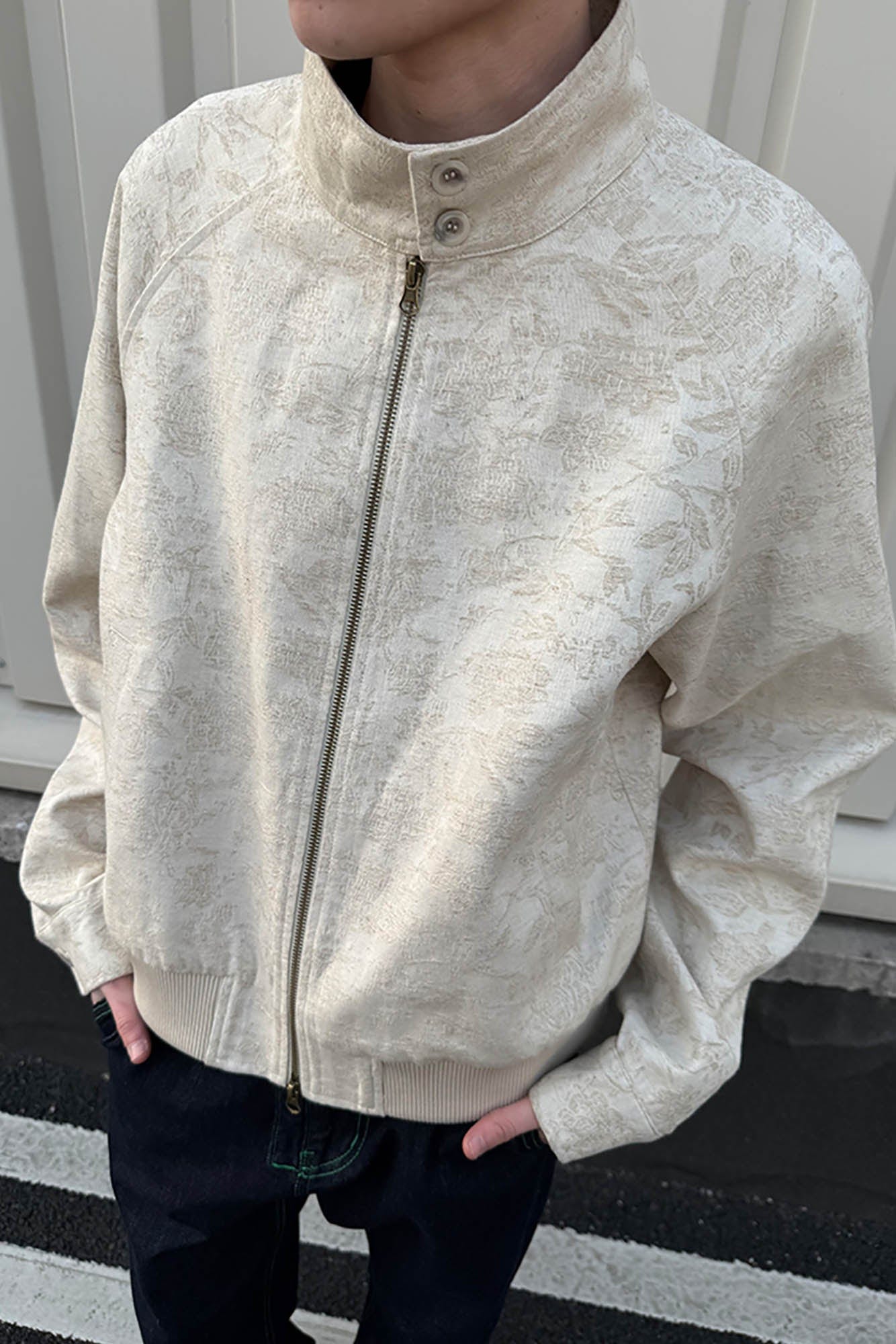 KREATE Jacquard Spider Lily Stand-Collar Wellington Jacket