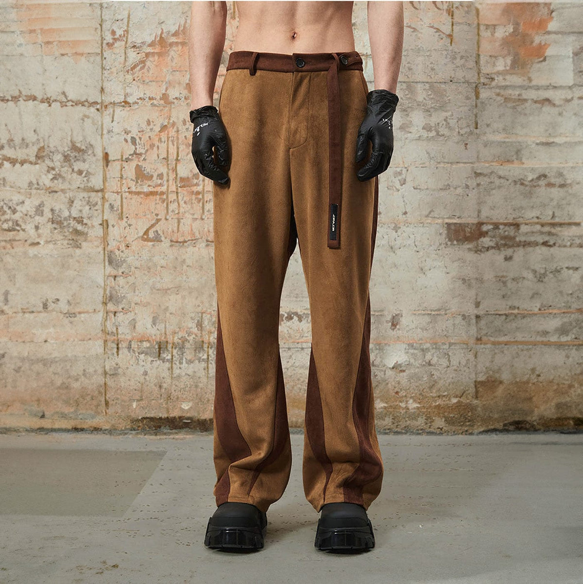 RELABEL Deconstructed Faux-Suede Pants