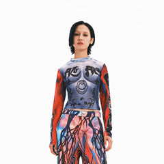 EMBRYO Totemic Muscle Full-Print Turtleneck L/S Tee