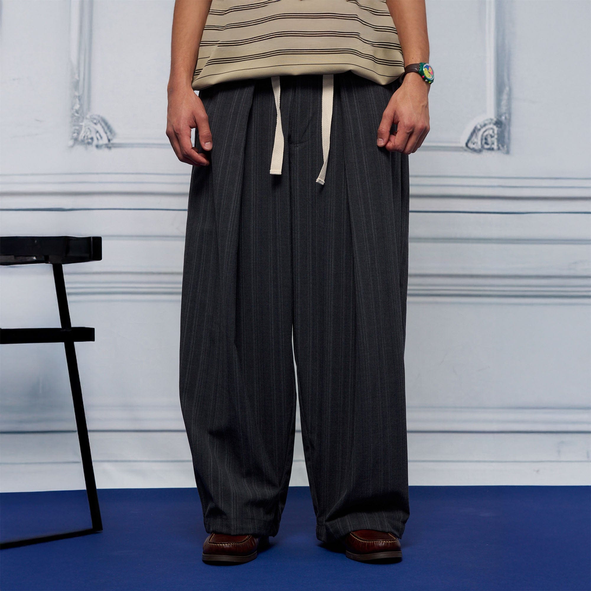 UNLIMITED MOTE Pleated Drawstring Wide-Leg Pants