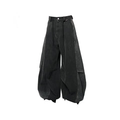 RELABEL Detachable Plaid Back Flap Spliced Jeans