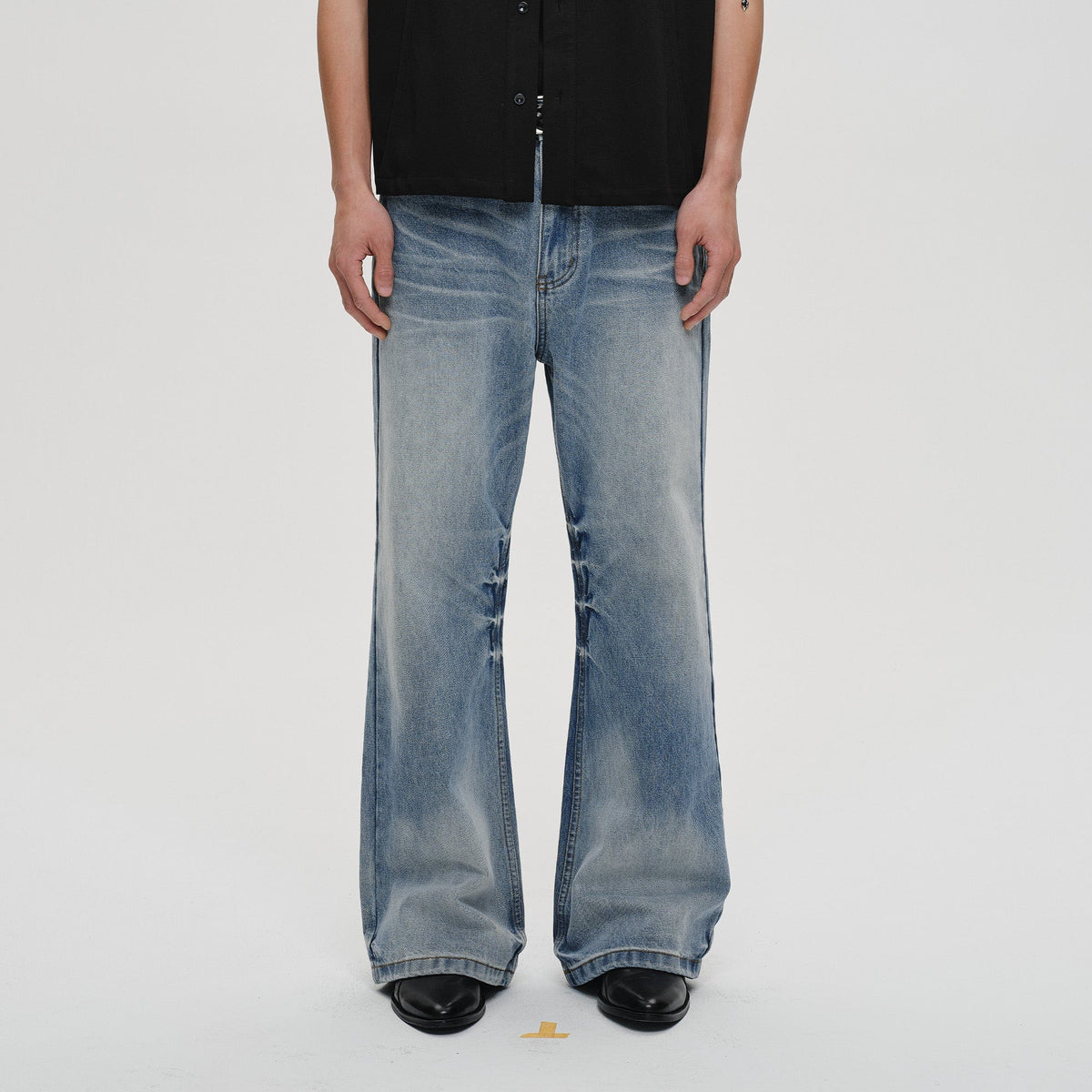 CATSSTAC Frost-Washed Wide-Leg Flared Jeans