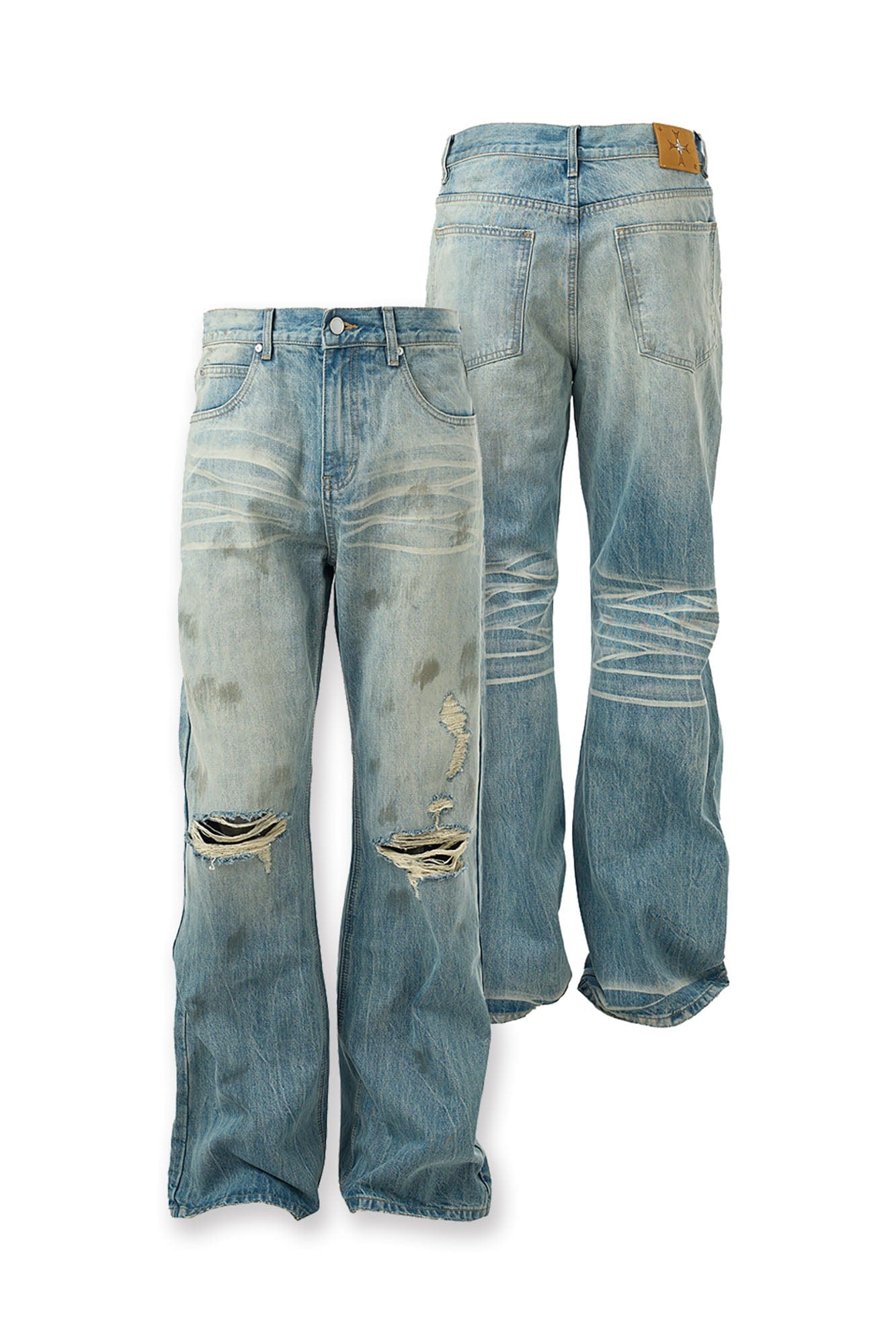 STEEPC Dirty Fit Distressed Flared Jeans