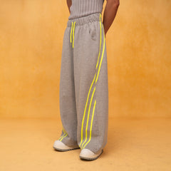 CLP Slanted-Stripe Wide-Leg Drawstring Sweatpants