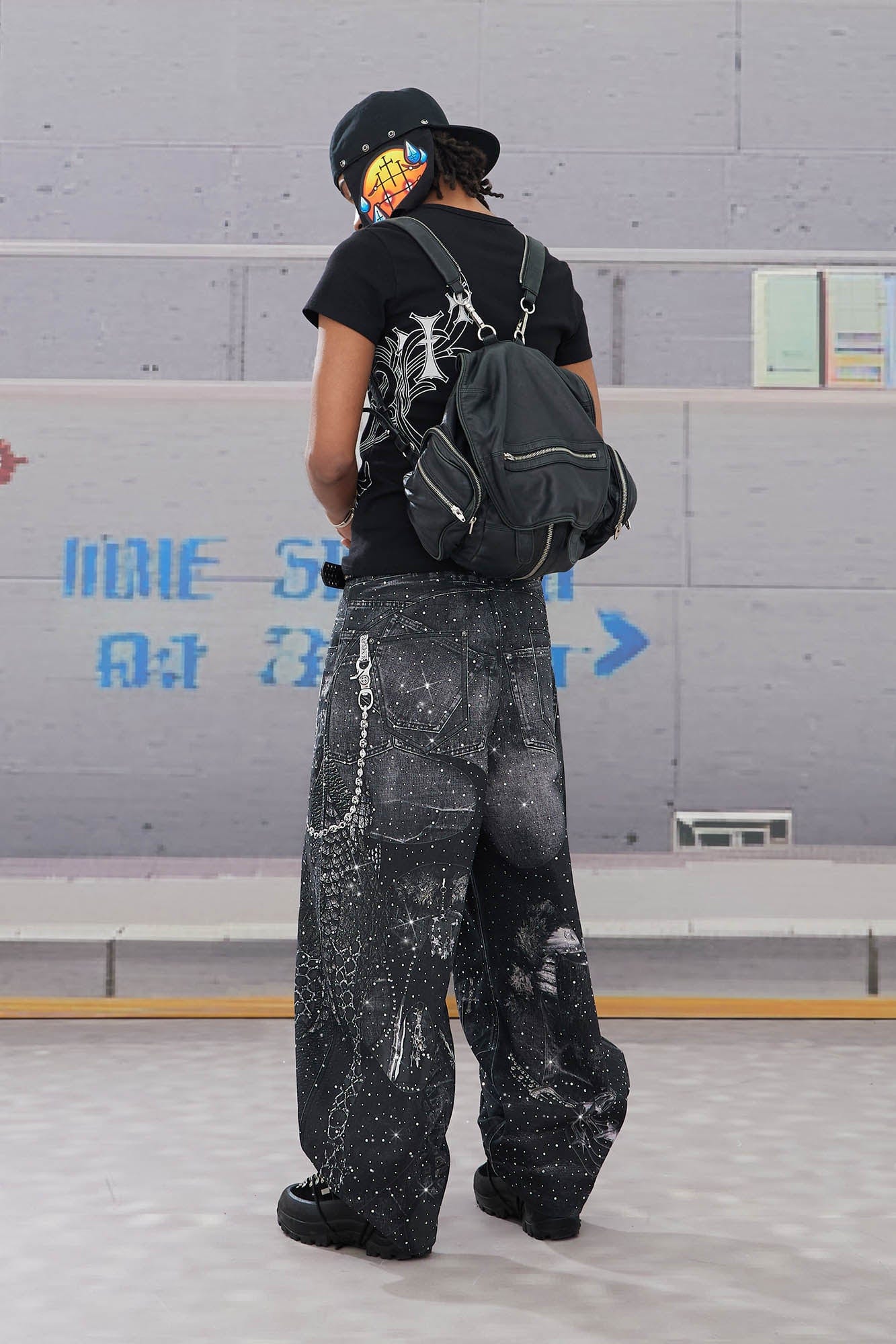 DND4DES Armour Full-Print Diamond Baggy Jeans
