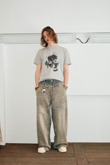 KREATE Washed Double-Waist Jeans