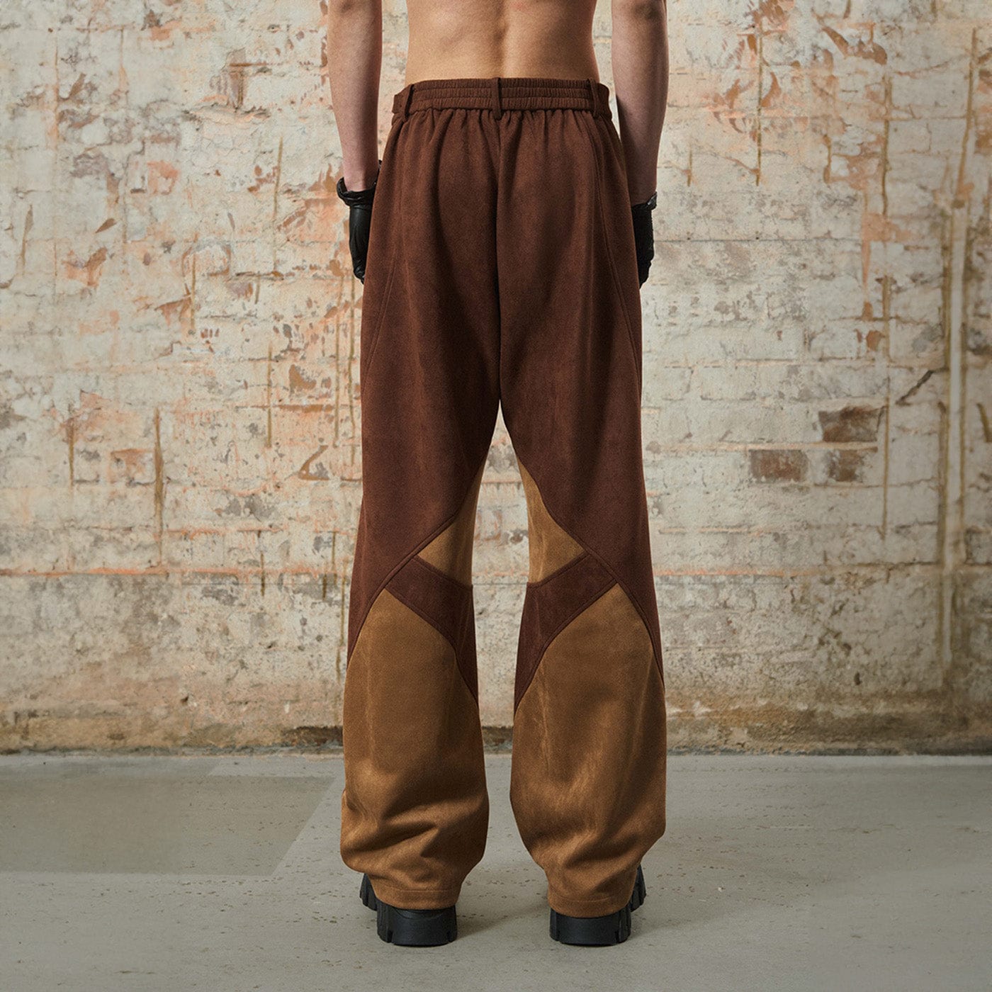 RELABEL Deconstructed Faux-Suede Pants