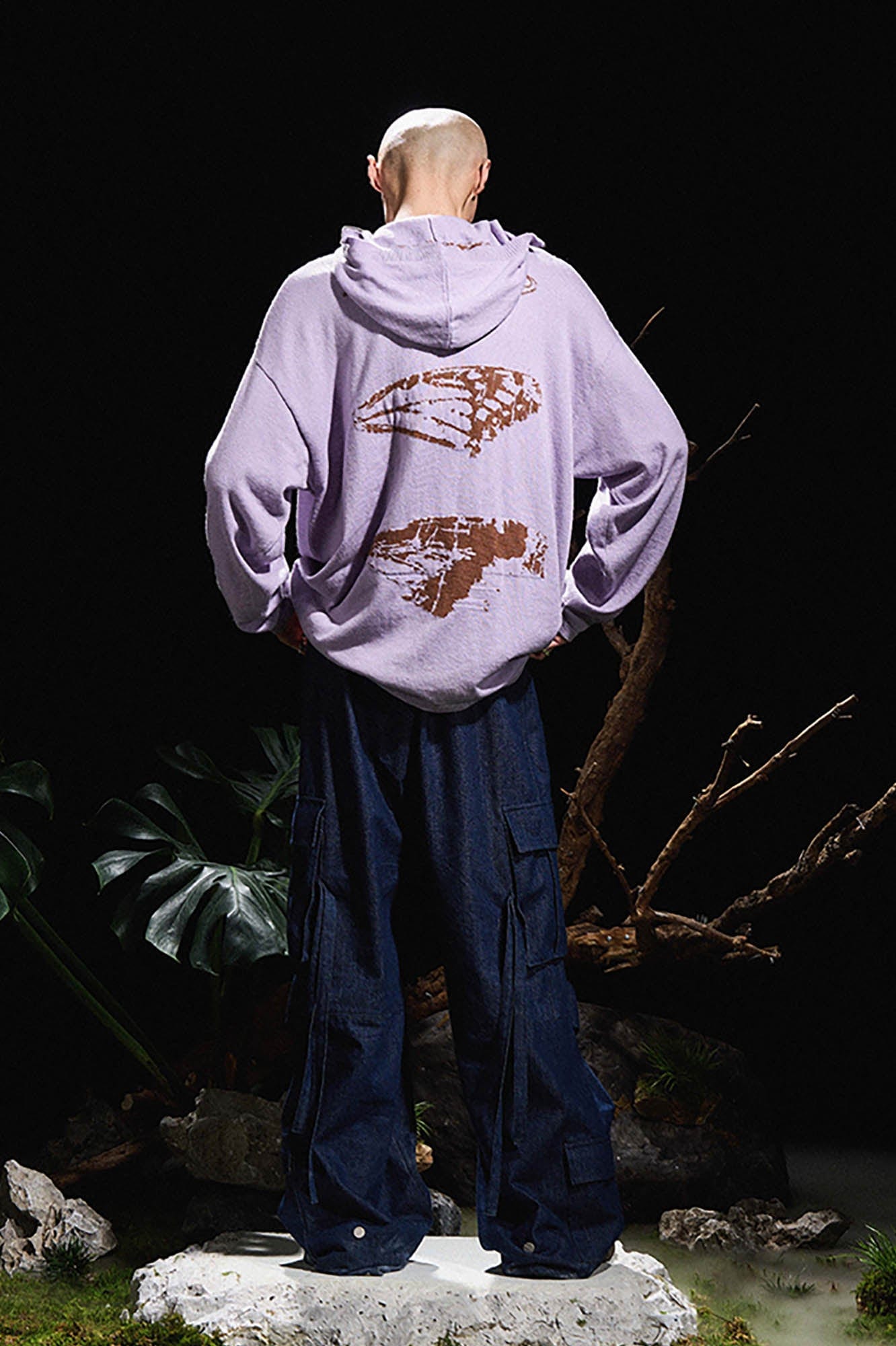 RELABEL Butterfly Zip-Up Mask Wool-Blended Hoodie