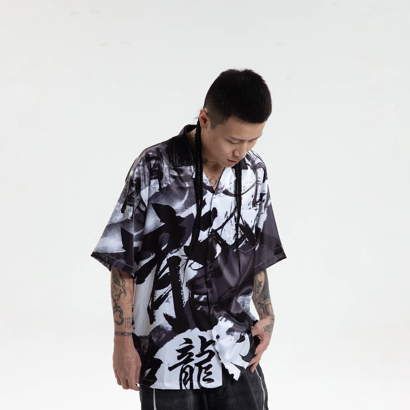 RTVG Dragon Calligraphy Cuban Half Shirt