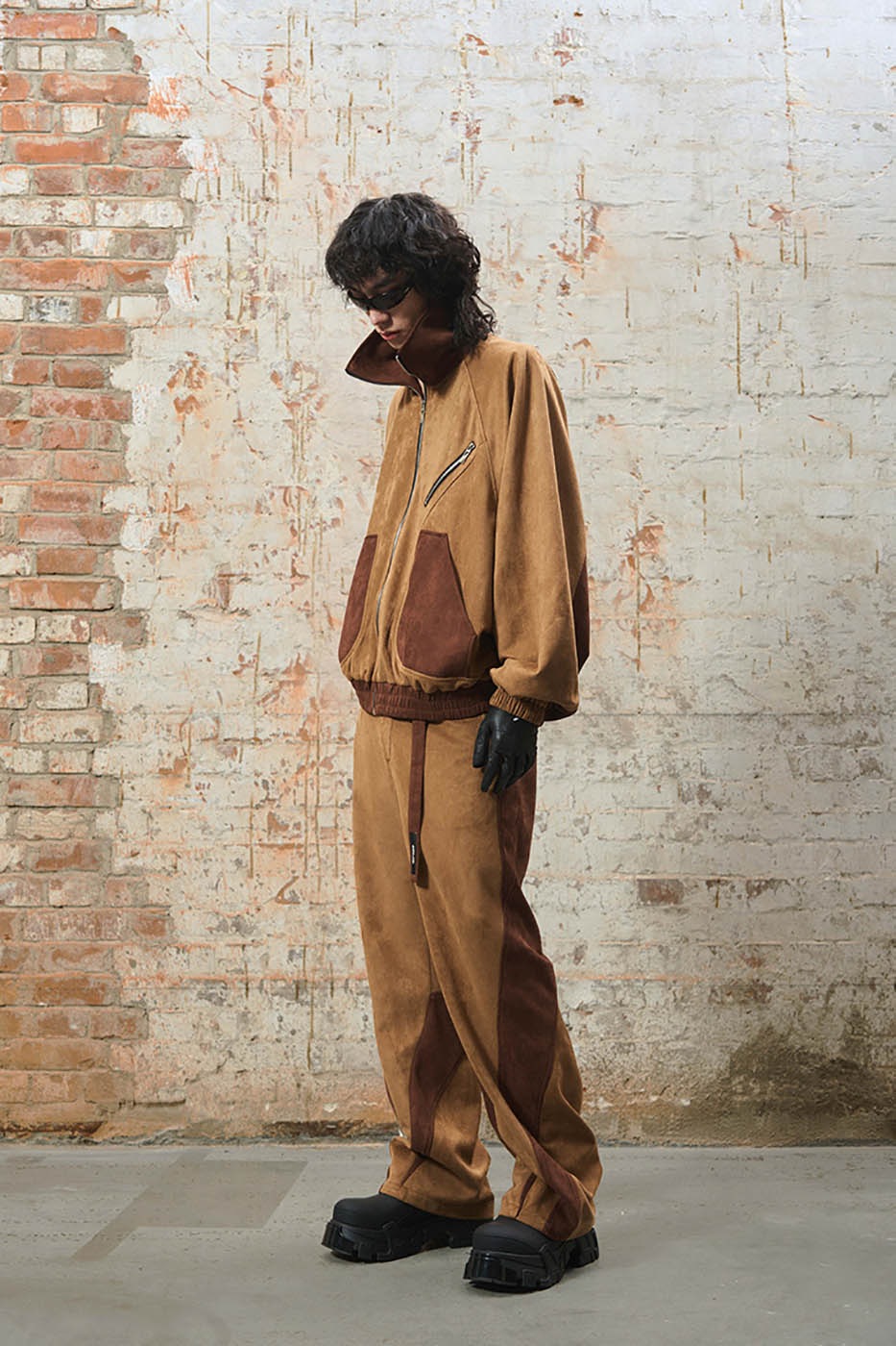 RELABEL Deconstructed Faux-Suede Pants