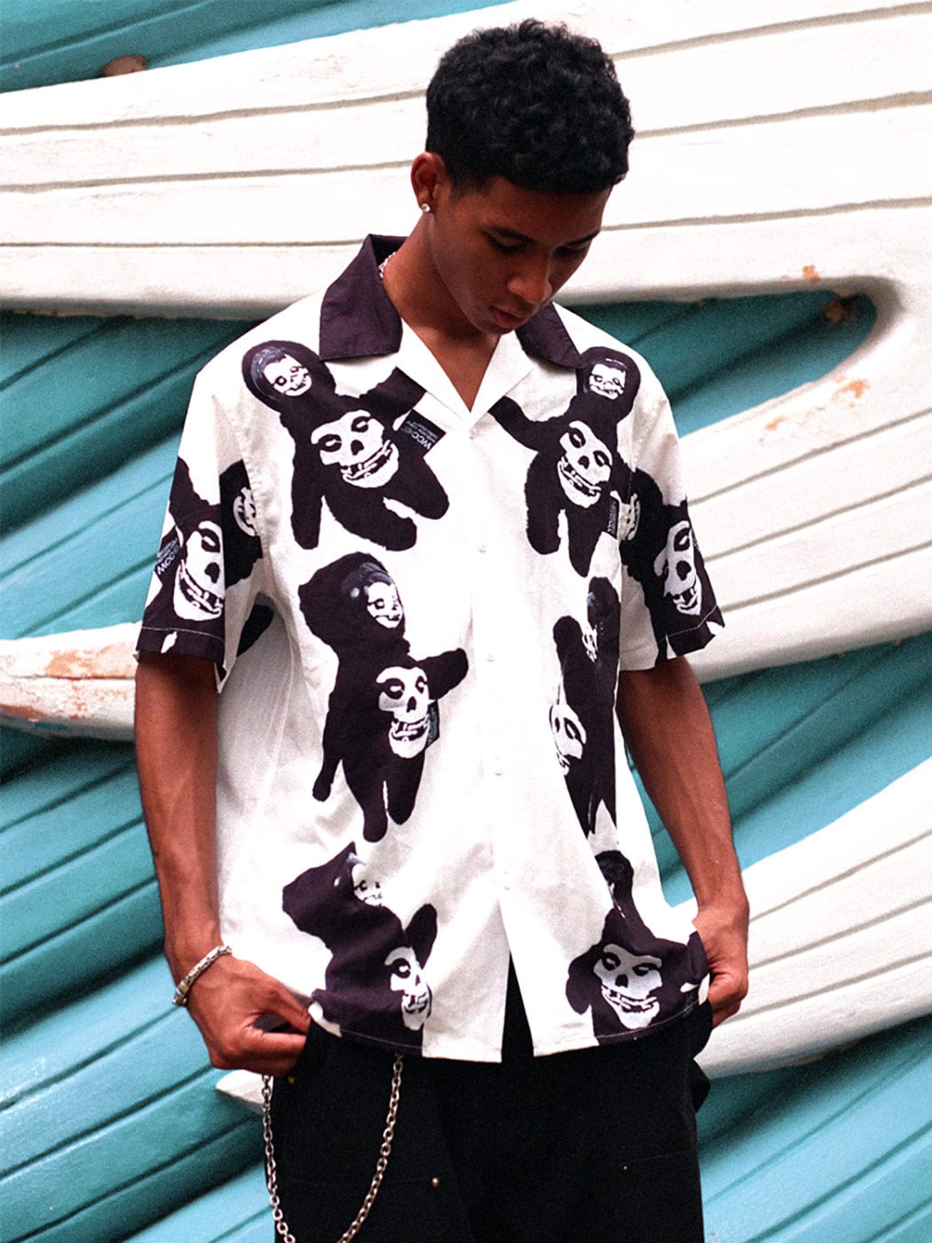 WCC Ghost Face Full Print Cuban Half Shirt