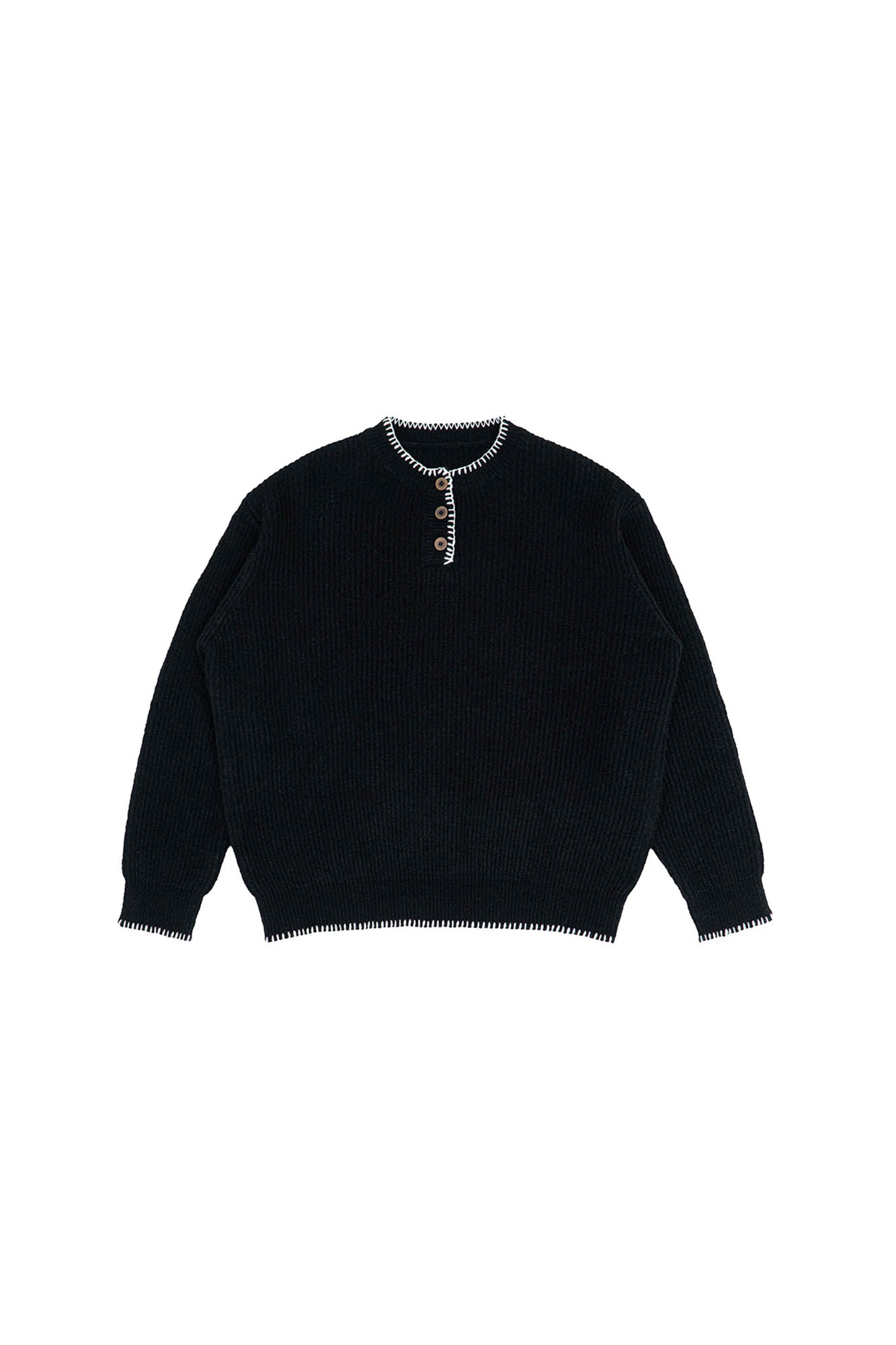 IN EXISTENCE Essential Ribbed Henley Sweater