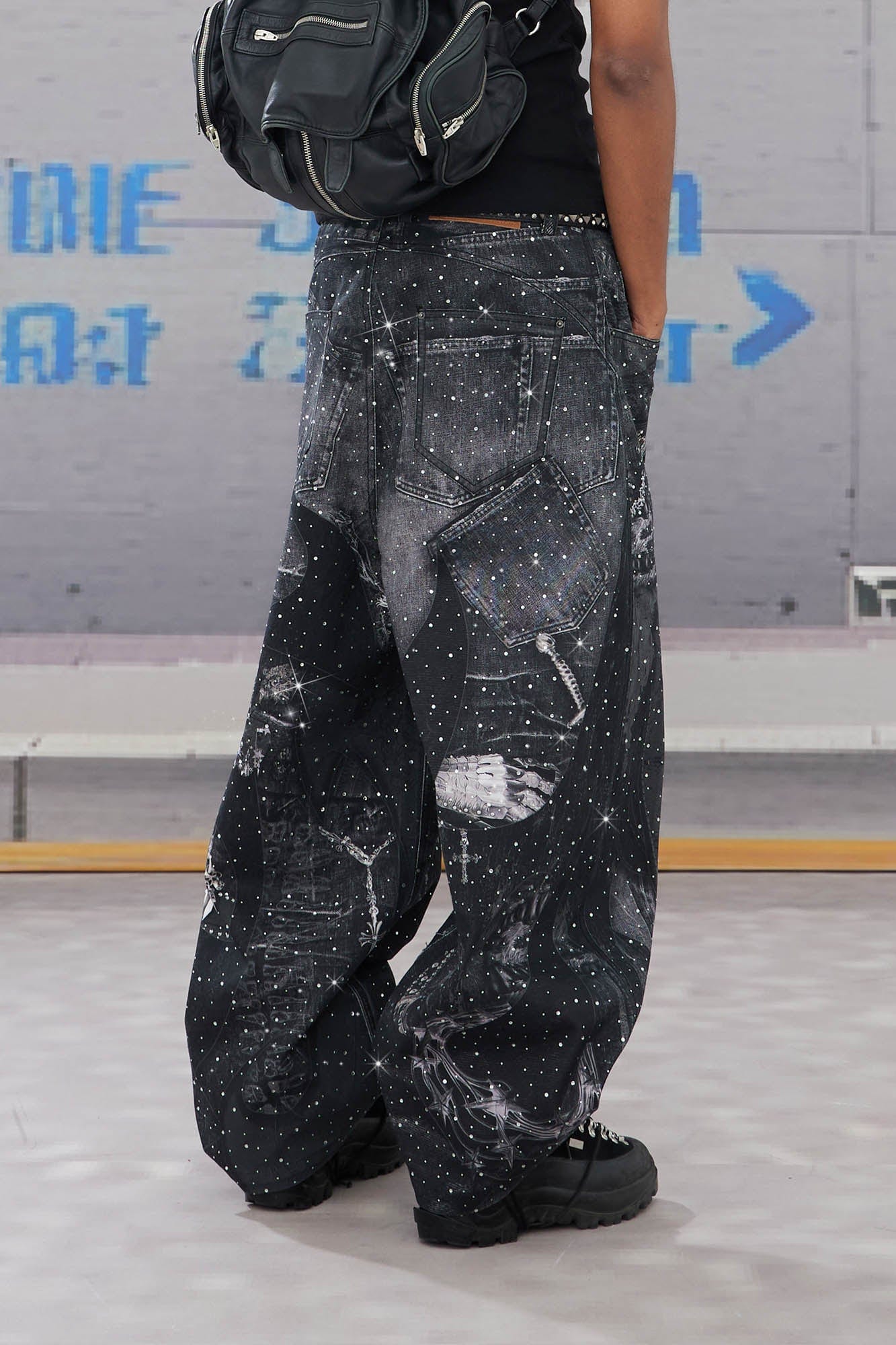 DND4DES Armour Full-Print Diamond Baggy Jeans