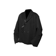 RELABEL Detachable-Collar Wool-Blended Pleated Blazer
