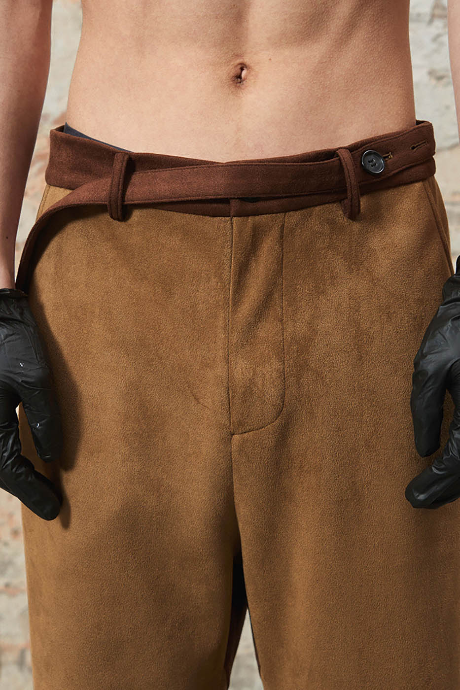 RELABEL Deconstructed Faux-Suede Pants