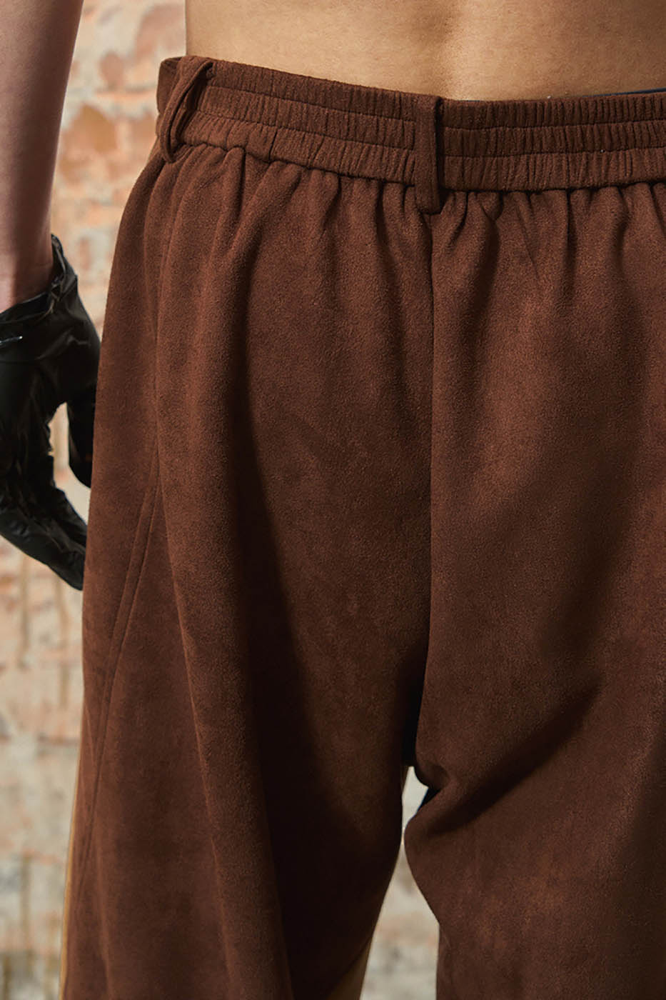 RELABEL Deconstructed Faux-Suede Pants