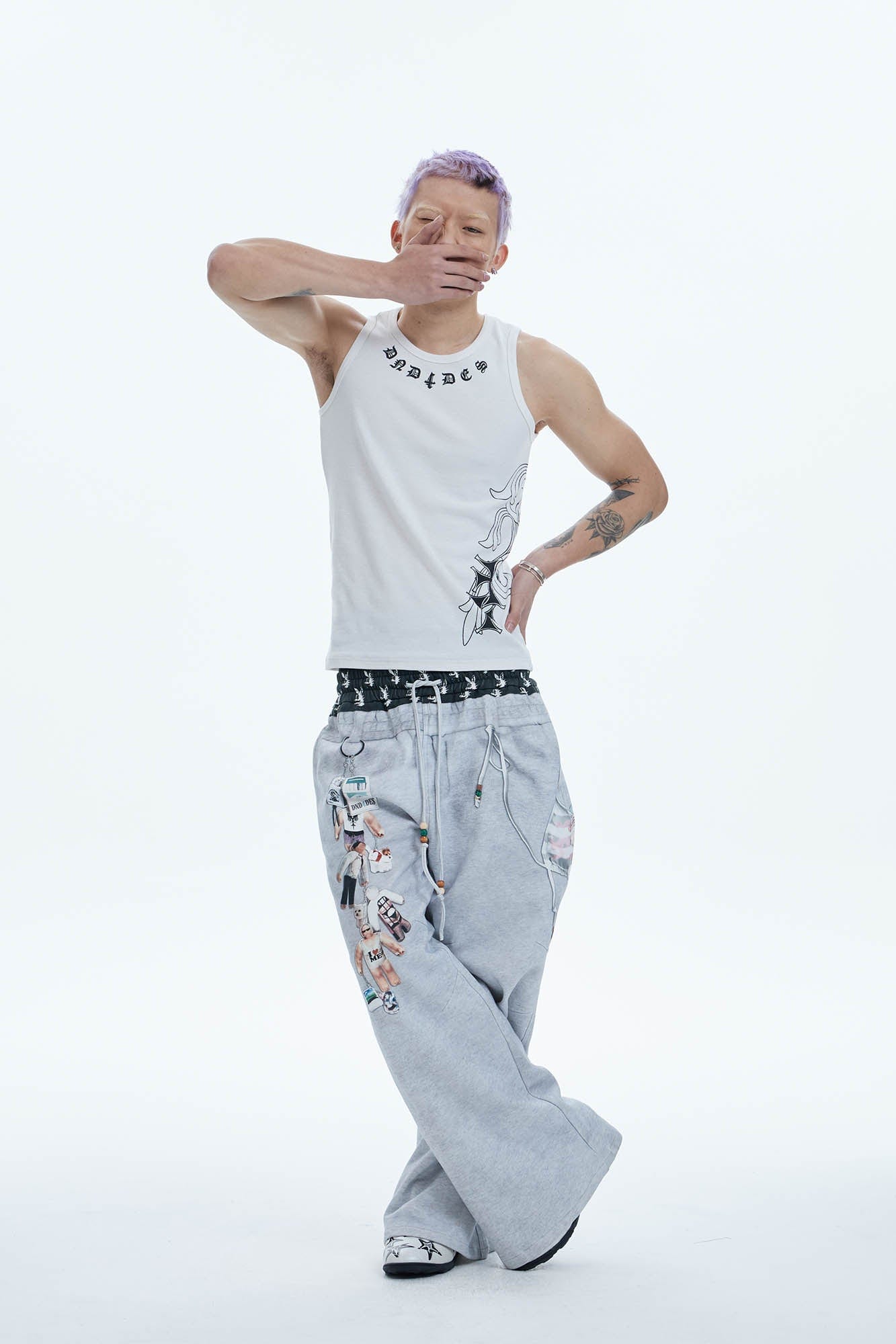 DND4DES Doll Charm Graphic Double-Waist Sweatpants