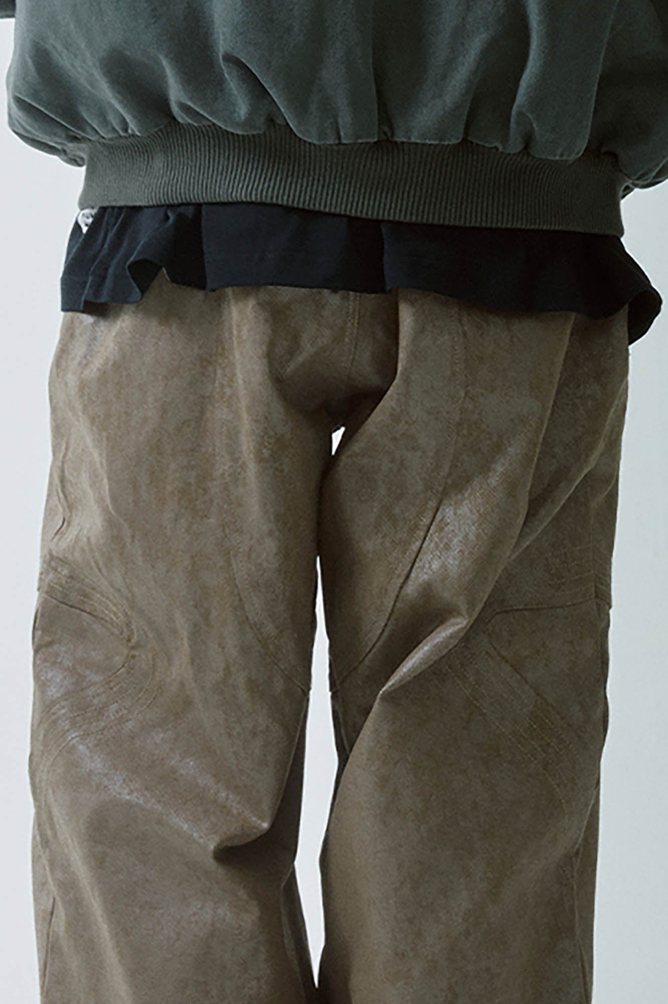 F2CE Distressed Paneled Waxed Pants