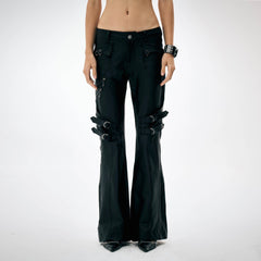 DND4DES×Faychui Waxed Strapped Flared Pants