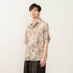 MOITIEDEPETALE Wrinkled Tie-Dyed Botanical Half Shirt