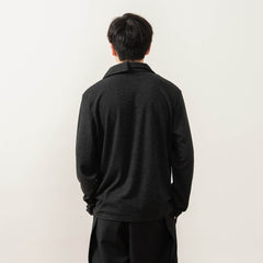MOITIEDEPETALE Asymmetrical Collar Stitch Spliced Pullover