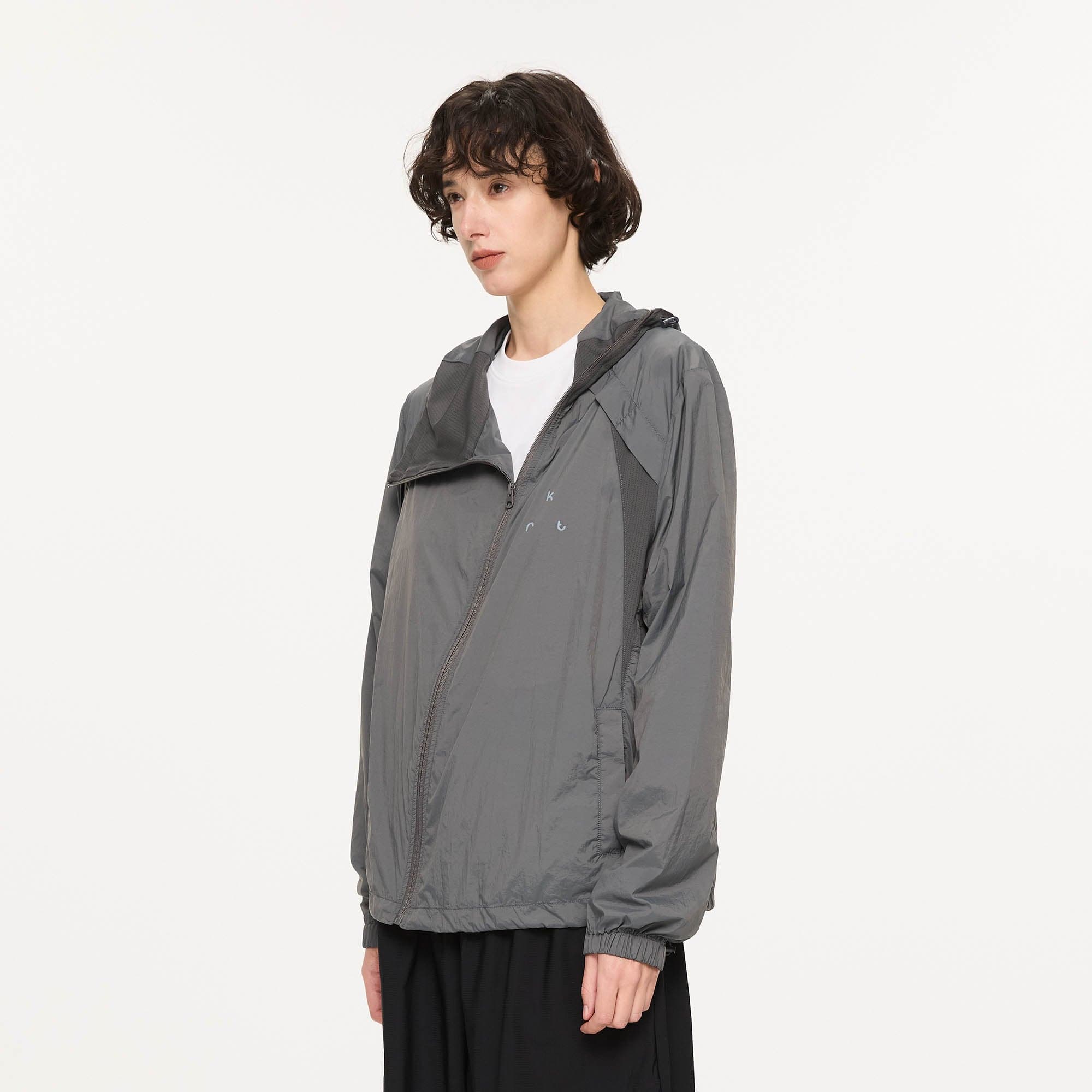 KREATE Asymmetrical Zip Mesh-Paneled UV Protection Hooded Jacket