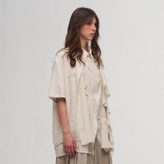 ILNya Nieternite Nifutur Asymmetrical Ruffle Iris Half Shirt