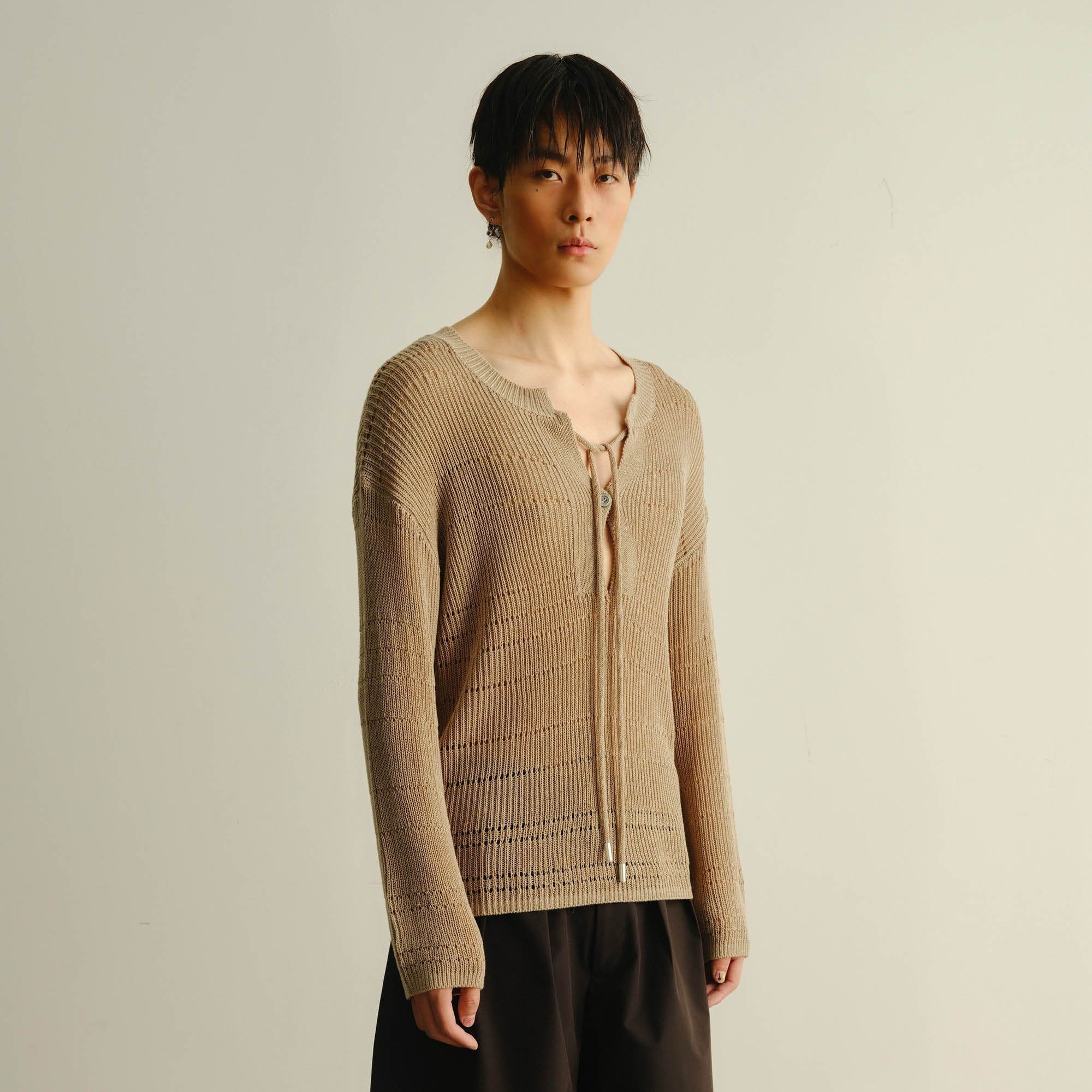 KADAKADA Open-Knit Drawstring Sweater