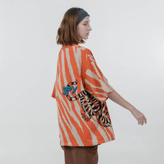 ERROR CODE ROBOT Tiger Stripe Oversized T-Shirt