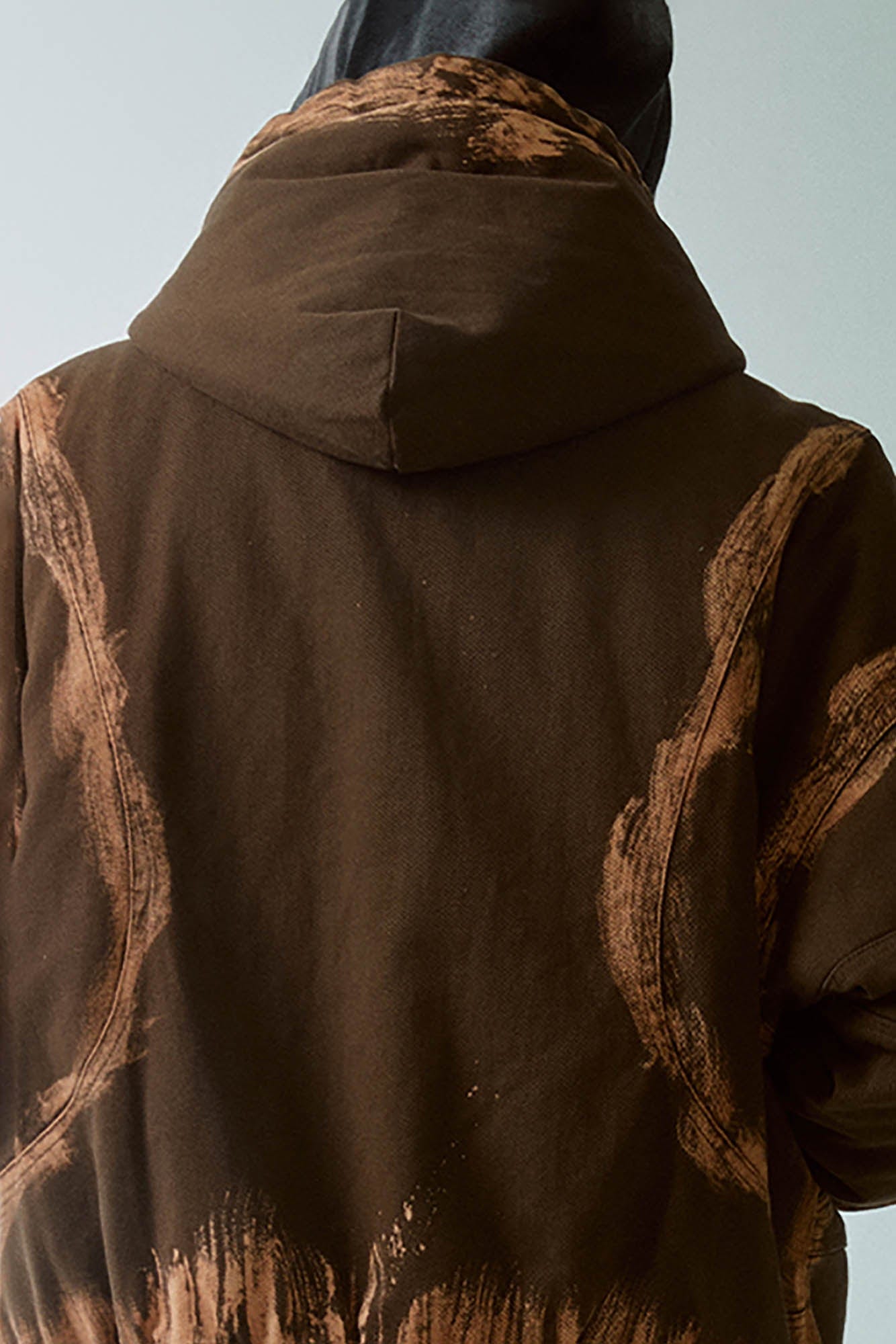 F2CE Brushed Stitch Distressed Hooded Cotton-Padded Jacket