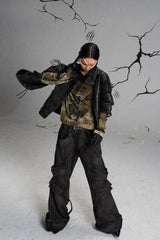 FLYERRER Mutation Layered Strap Distressed Wide-Leg Pants