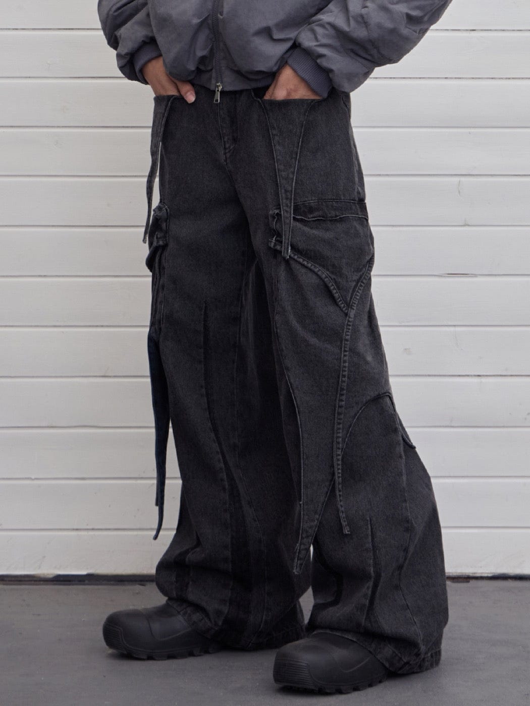 DND4DES Multi-Layered Stripes Deconstructed Jeans