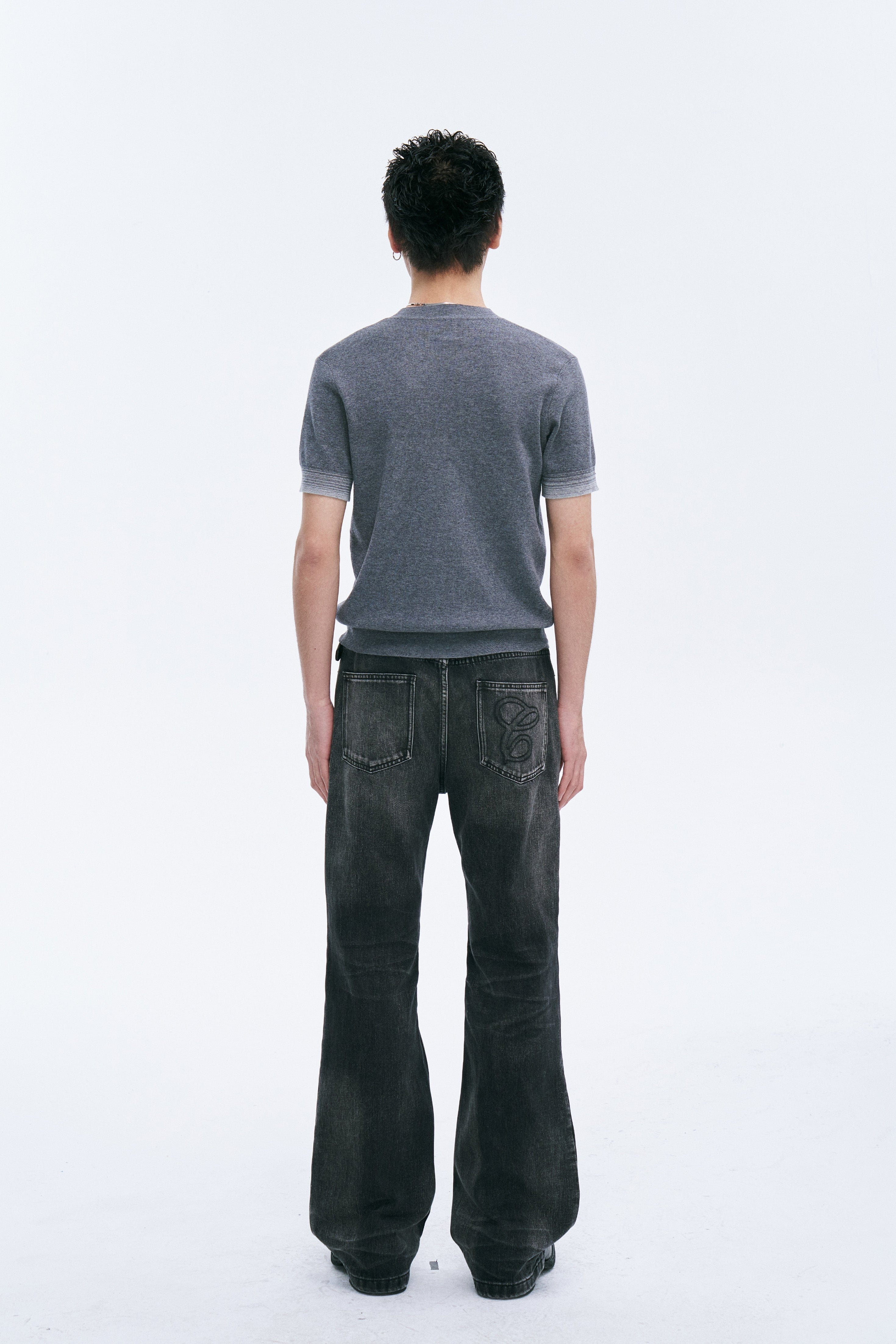 CATSSTAC Whisker Washed Frayed Straight-Leg Jeans