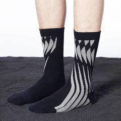 LOSTNFOUND Geometric Crew Socks Black