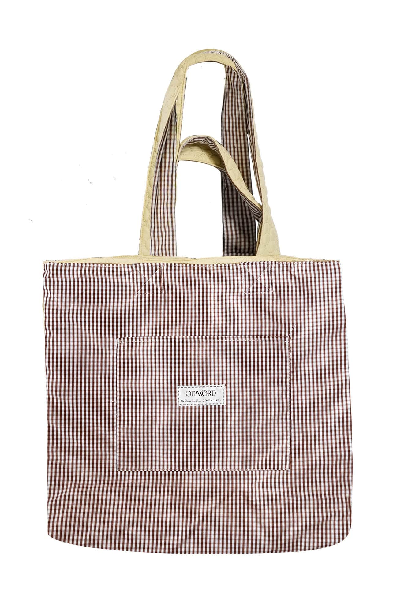 OIPWORD Reversible Quilted & Check Tote Bag