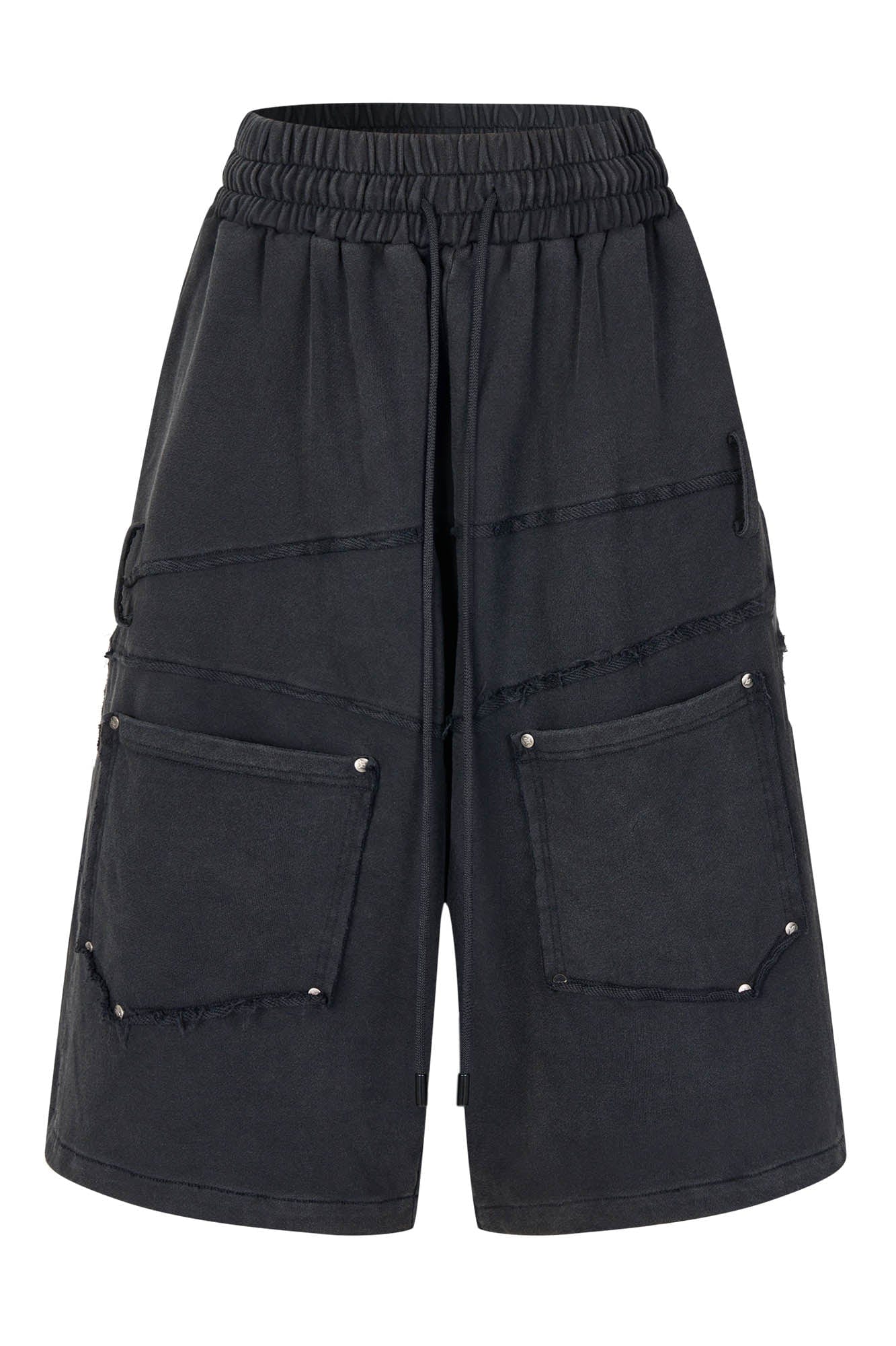 SAVAGEGROWTHWORLD Slanted Spliced Drawstring Baggy Shorts