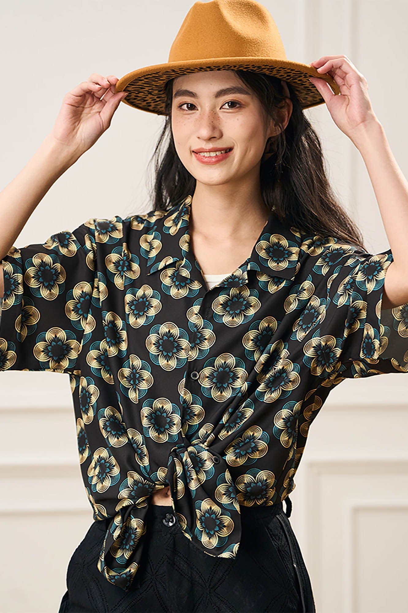 EPIC POETRY Geometric Floral Cuban Shirt