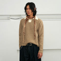 KREATE Waffle Knit Polo Sweater