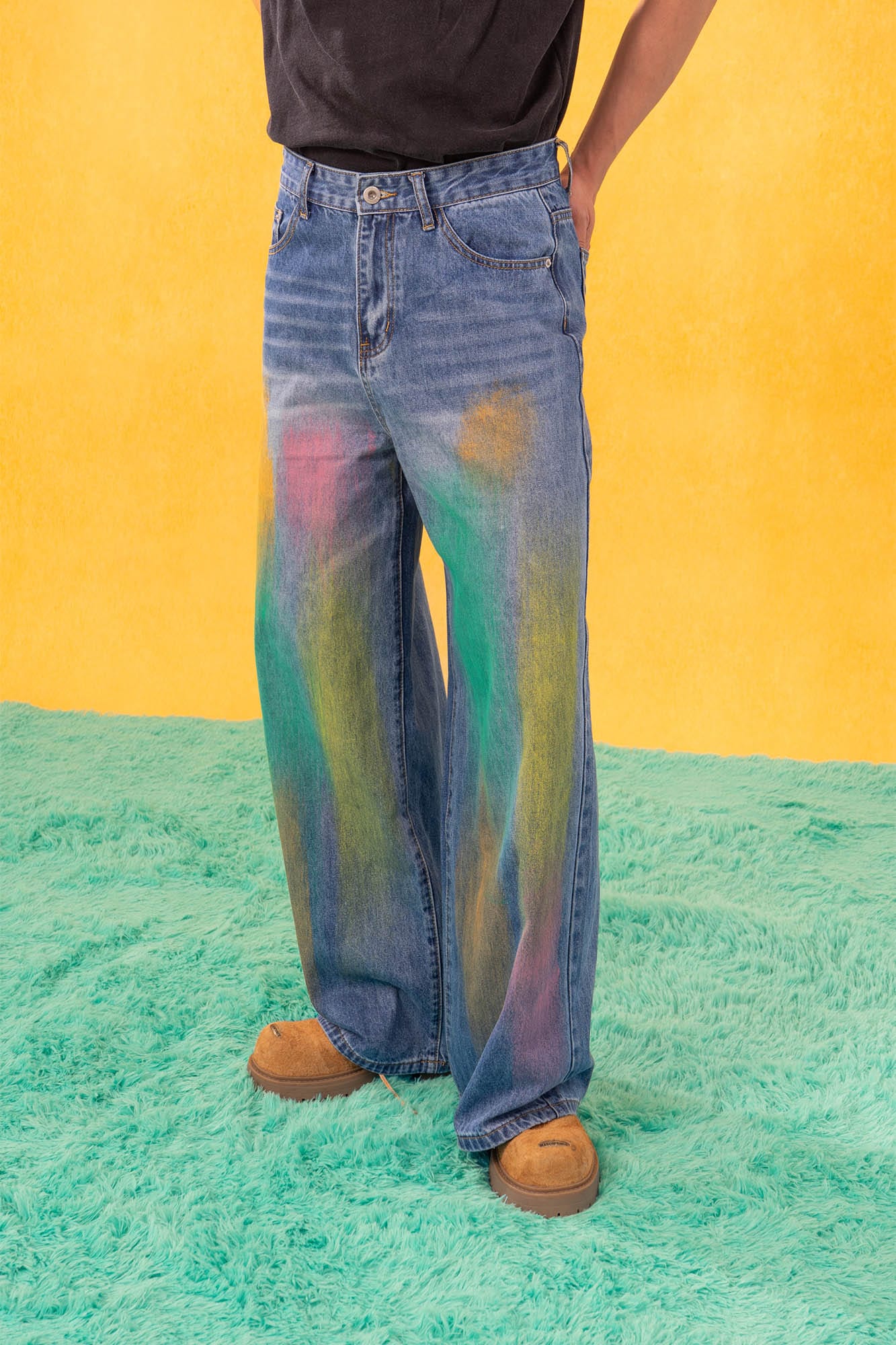 CLP MultiColor Brushed Wide-Leg Jeans