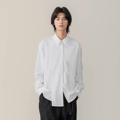 MOITIEDEPETALE Asymmetrical Panel Bamboo Fiber Shirt